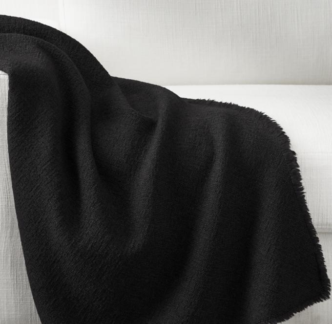 Italian Garment-Dyed Textured Wool Throw