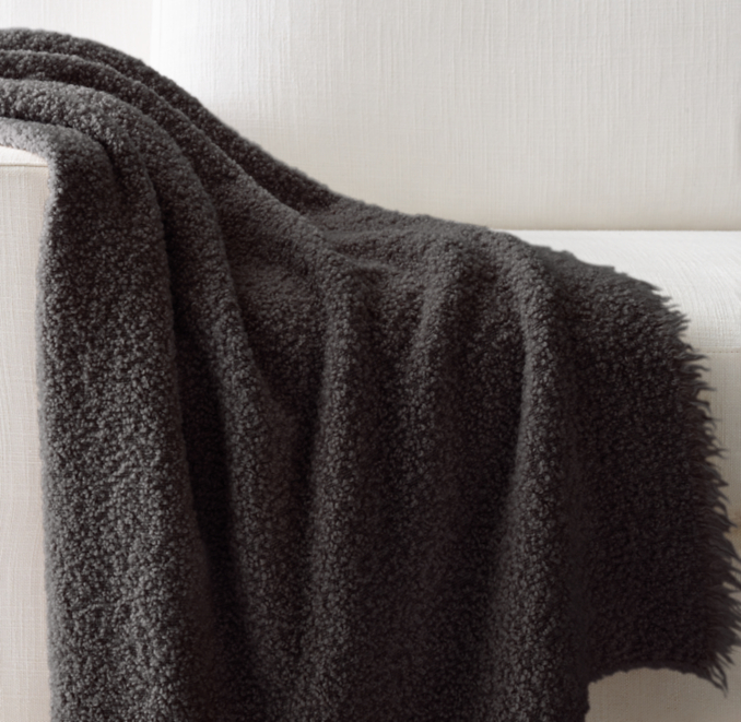 Front view of Italian Garment-Dyed Alpaca Bouclé Throw 