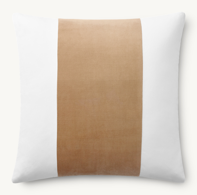 Overhead view of Velvet & Sateen Banded Pillow Cover - Square 