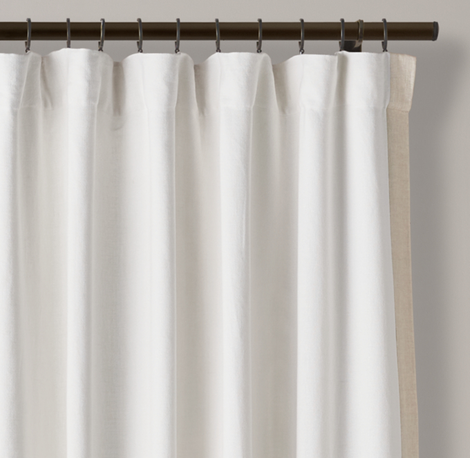 Banded Linen Drapery - Rod-Pocket 