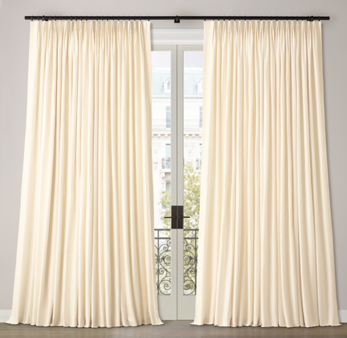 Custom Silk Dupioni 2-Fold Tailored-Pleat Drapery