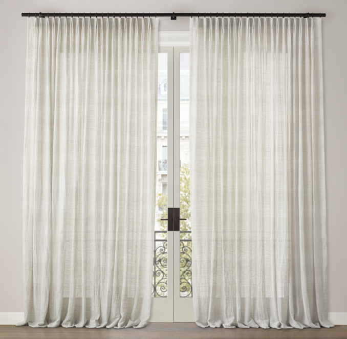 Custom Italian Linen Gauze Sheer 2-Fold Tailored-Pleat Drapery | RH