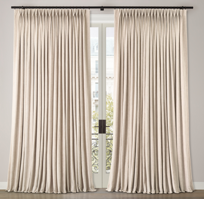 Custom Italian Striated Velvet 2-Fold French-Pleat Drapery | RH