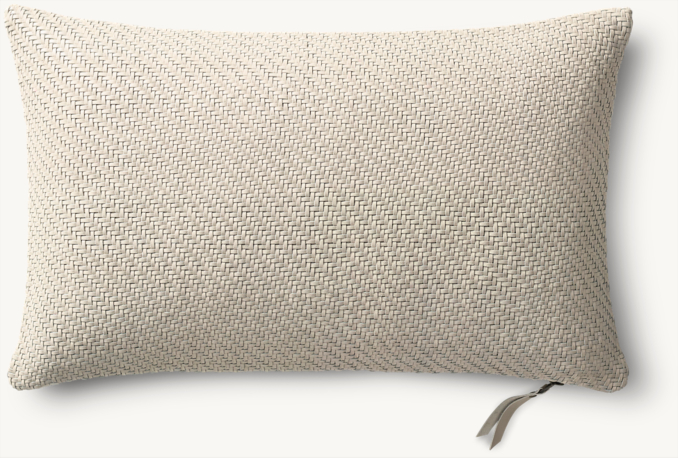 Overhead view of Handwoven Nappa Leather Lattice Pillow Cover - Lumbar  