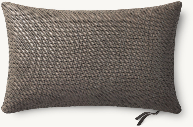 Overhead view of Handwoven Nappa Leather Lattice Pillow Cover - Lumbar  