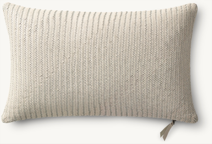 Overhead view of Handwoven Nappa Leather Herringbone Pillow Cover - Lumbar  