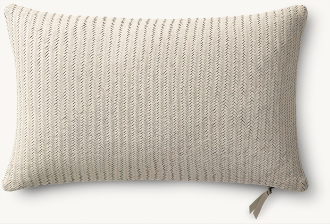 Handwoven Nappa Leather Herringbone Pillow Cover - Lumbar 