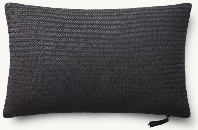 Overhead view of Handwoven Nappa Leather Herringbone Pillow Cover - Lumbar  