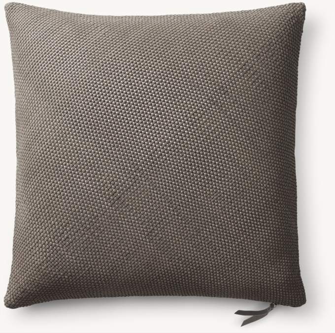 Overhead view of Handwoven Nappa Leather Tile Pillow Cover - Square  