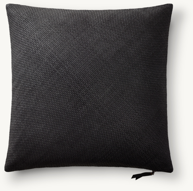 Overhead view of Handwoven Nappa Leather Tile Pillow Cover - Square  