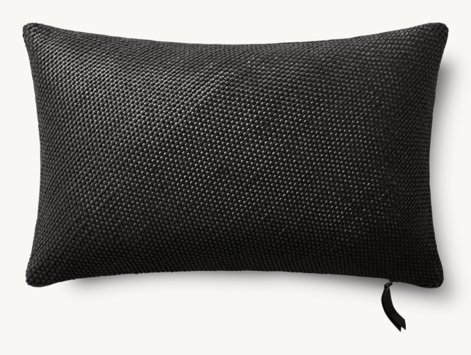 Overhead view of Handwoven Nappa Leather Tile Pillow Cover - Lumbar  