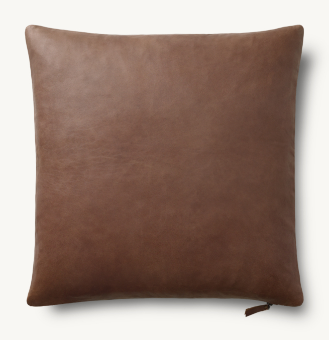 Overhead view of Handwoven Nappa Leather Solid Pillow Cover - Square  