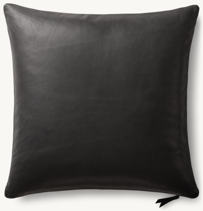 Overhead view of Handwoven Nappa Leather Solid Pillow Cover - Square  