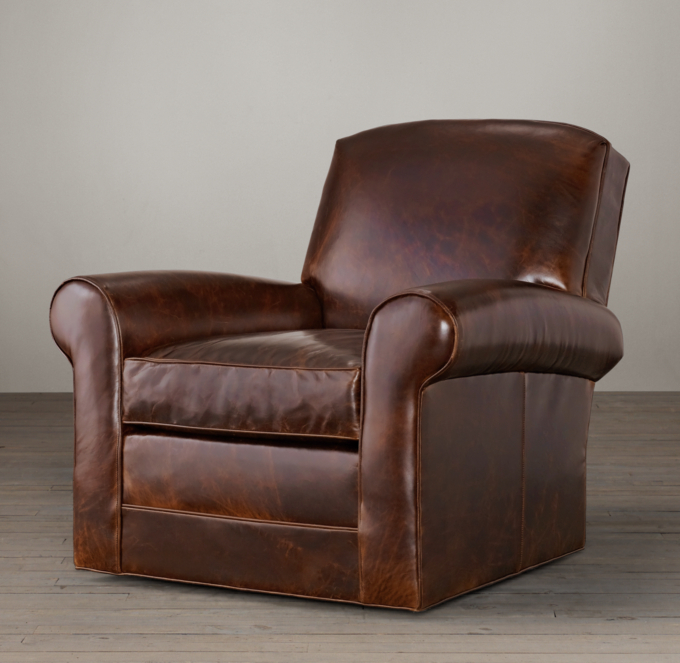 Lowell Leather Club Swivel Chair