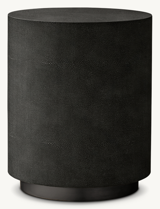 Front view of Graydon Shagreen Plinth Round Side Table 