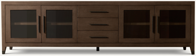 GRAYDON SHAGREEN GLASS 4-DOOR MEDIA CONSOLE WITH DRAWERS