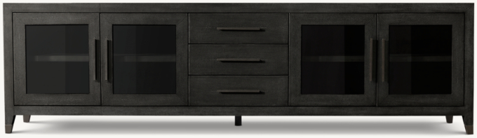 GRAYDON SHAGREEN GLASS 4-DOOR MEDIA CONSOLE WITH DRAWERS
