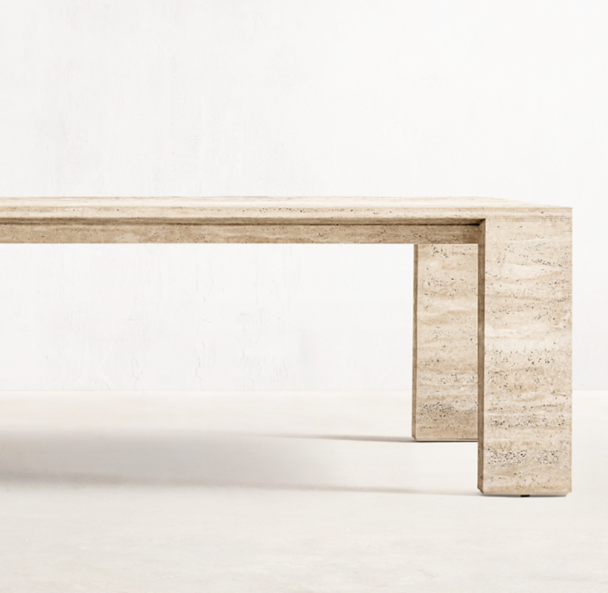 Wyeth Italian Travertine Parsons Rectangular Dining Table