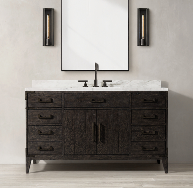 Cayden Campaign Single ExtraWide Vanity with Corner Brackets