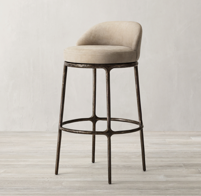 Thaddeus Leather Swivel Bar and Counter Stool