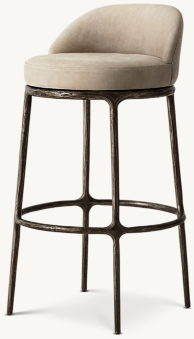 Thaddeus Leather Swivel Bar & Counter Stool