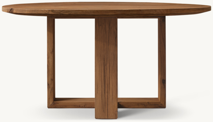 Wyeth Oak Cross-Base Round Dining Table