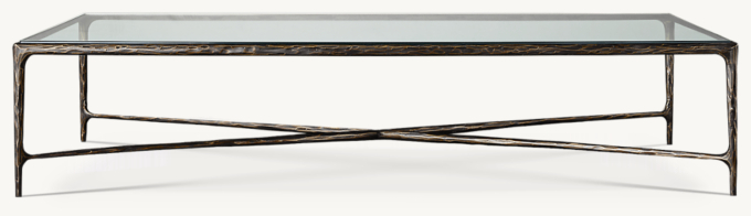 Rectangular table shown in Forged Bronze.