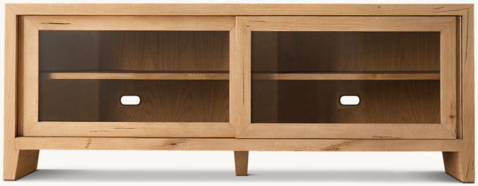 Front view of Wyeth Oak Glass Sideboard 