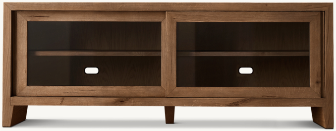 Front view of Wyeth Oak Glass Sideboard 