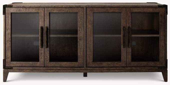 Cayden Campaign Glass 4-Door Media Console 