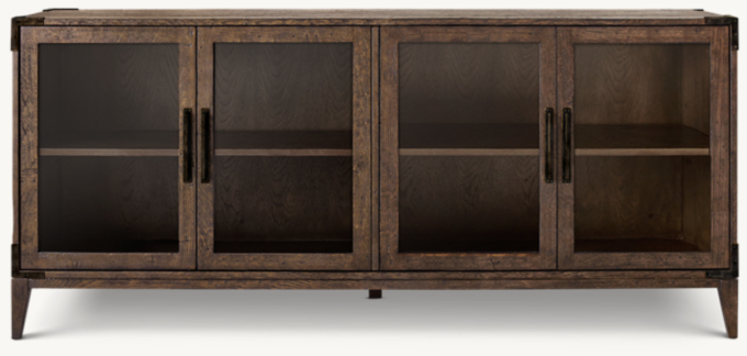 Cayden Campaign Glass 4-Door Sideboard