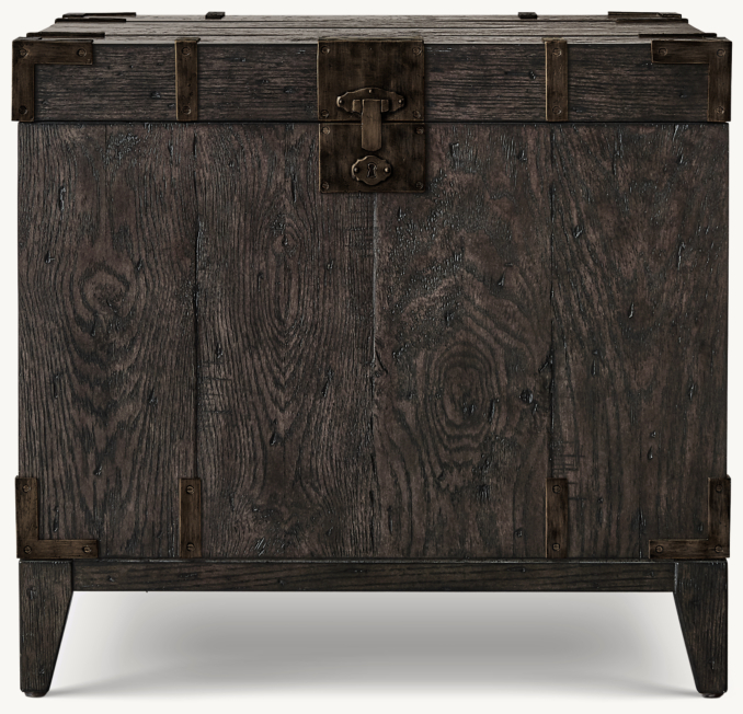 Front view of Cayden Campaign Trunk Side Table 