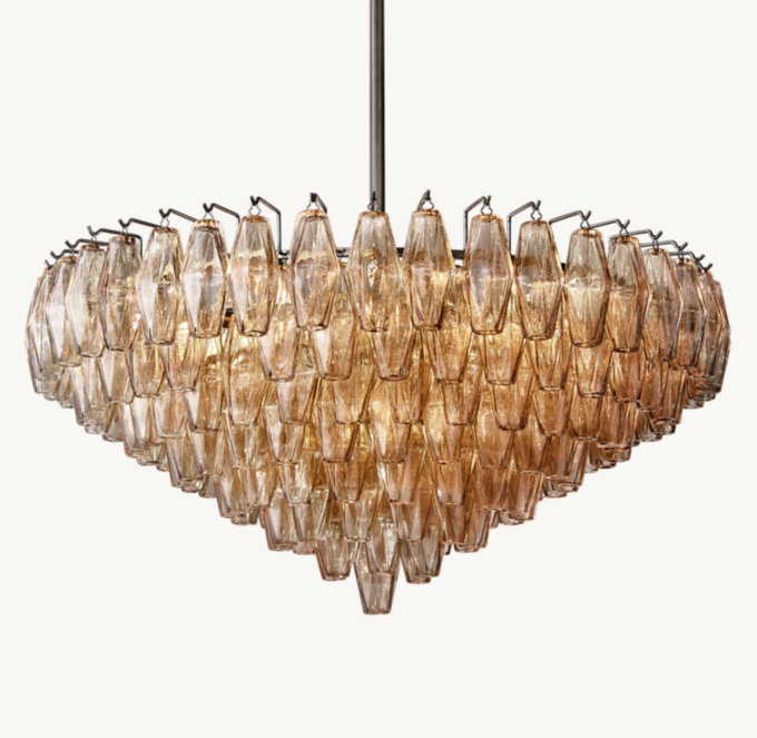 Chiara Smoke Glass Tiered Round Chandelier 37\"
