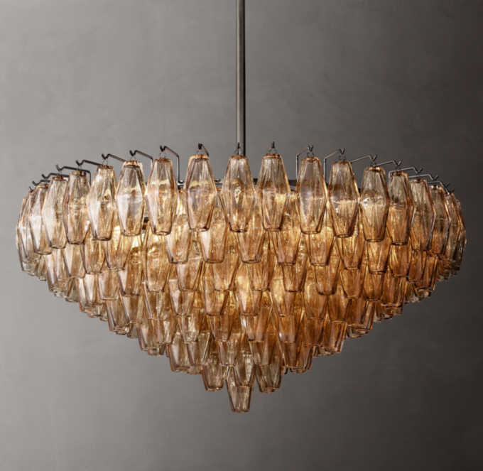 Chiara Smoke Glass Tiered Round Chandelier 37\"