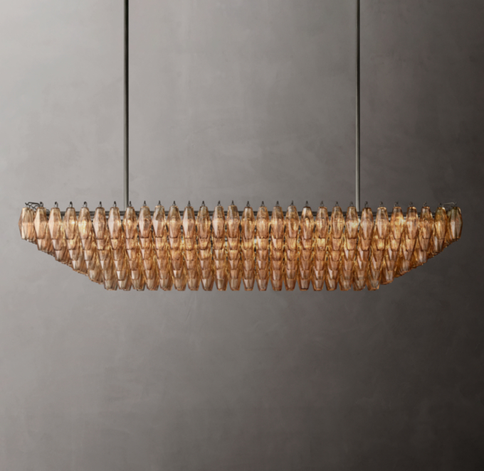 Chiara Smoke Glass Tiered Rectangular Chandelier 74\"