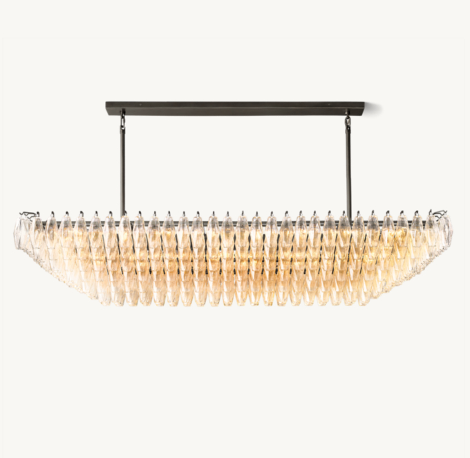 Chiara Clear Glass Tiered Rectangular Chandelier 74\"
