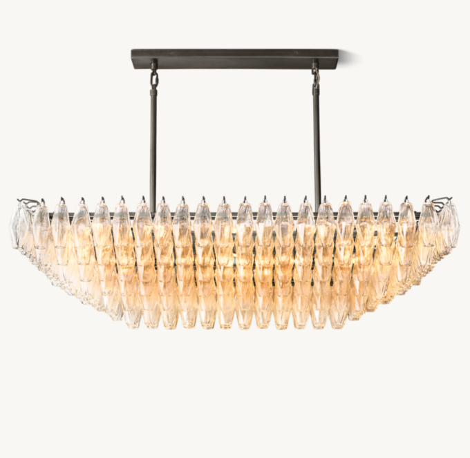 Chiara Clear Glass Tiered Rectangular Chandelier 54\"