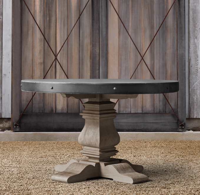 english in table 7 English Concrete Table Dining & Teak Round Trestle