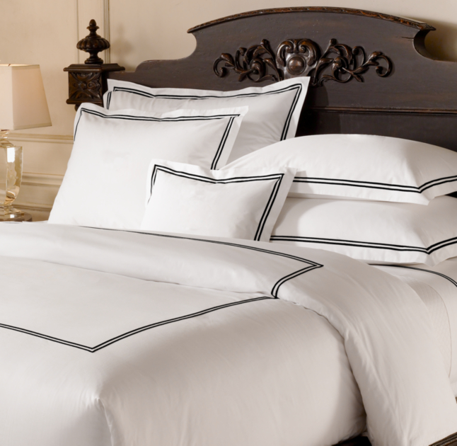 Italian Hotel Satin Stitch White Duvet Cover Sale