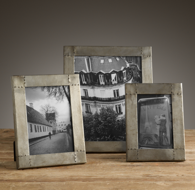 Antiqued Nailhead Tabletop Frames Zinc