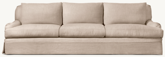English Classic Roll Arm Slipcovered Three-Seat-Cushion Sofa