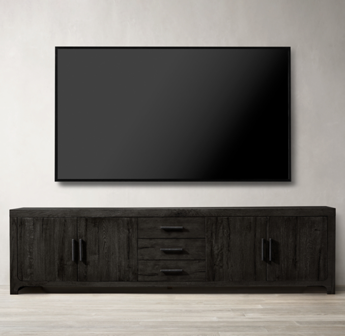Davos Oak Panel 4Door Media Console With Drawers