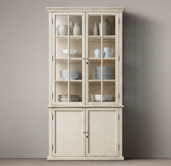 Hampton Casement Double-Door Panel Sideboard & Glass Hutch