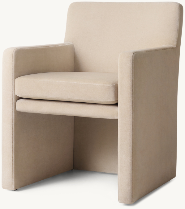 Three Quarter view of Mattia Track Fabric Dining Armchair 