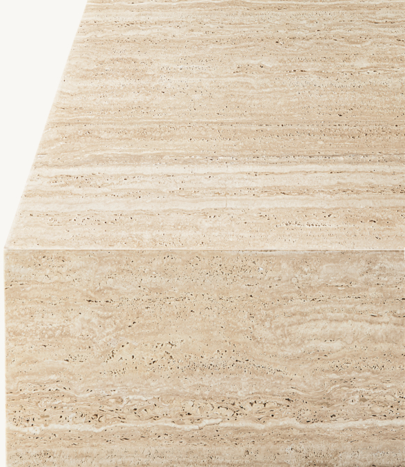 Top view of Italian Travertine Plinth Rectangular Coffee Table 