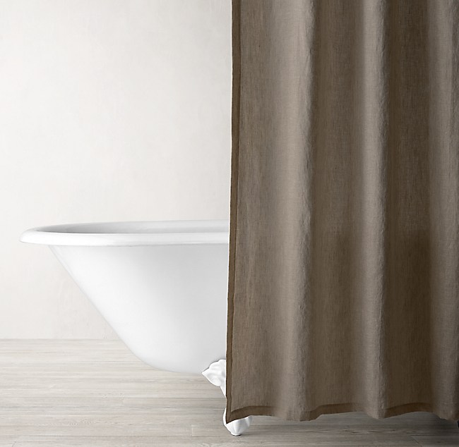Italian Heritage Washed Linen Shower, Dark Gray Linen Shower Curtain