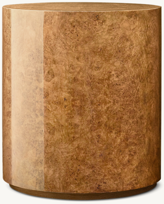 Bardot Burl Plinth Round Side Table