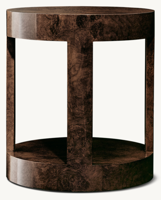 Bardot Burl Open Round Side Table