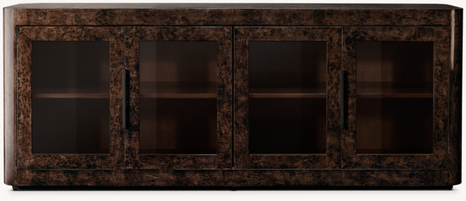 Bardot Burl Glass 4-Door Sideboard