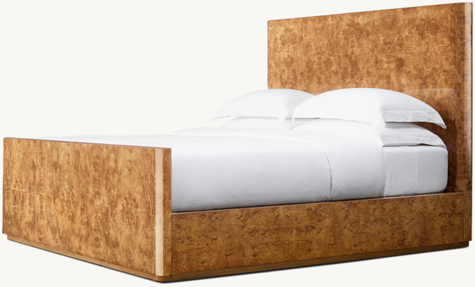 Bardot Burl Panel Platform Bed With Footboard 